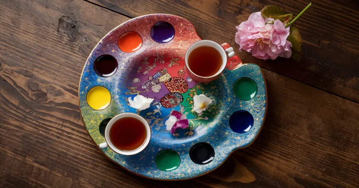 Paint Palette Shaped Tea Saucer Seiei