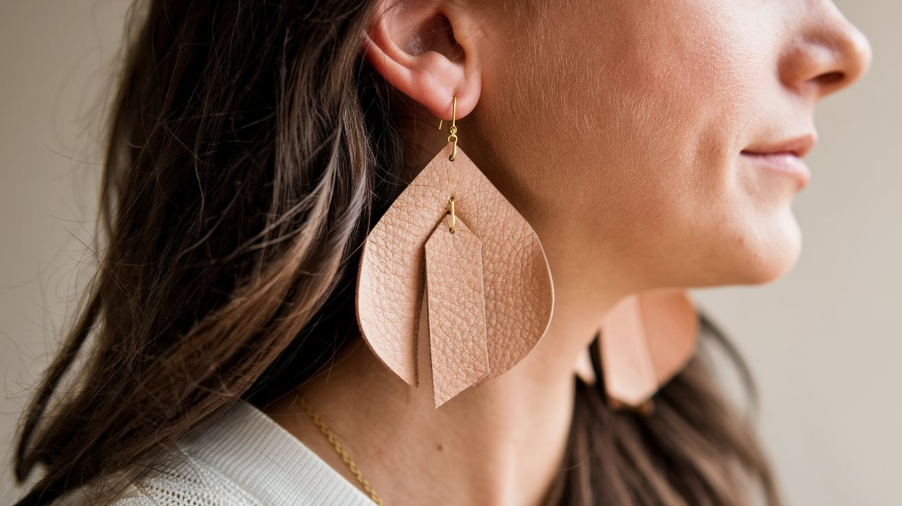 Nichel and Suede Soft Sand Sloanes Leather Earrings