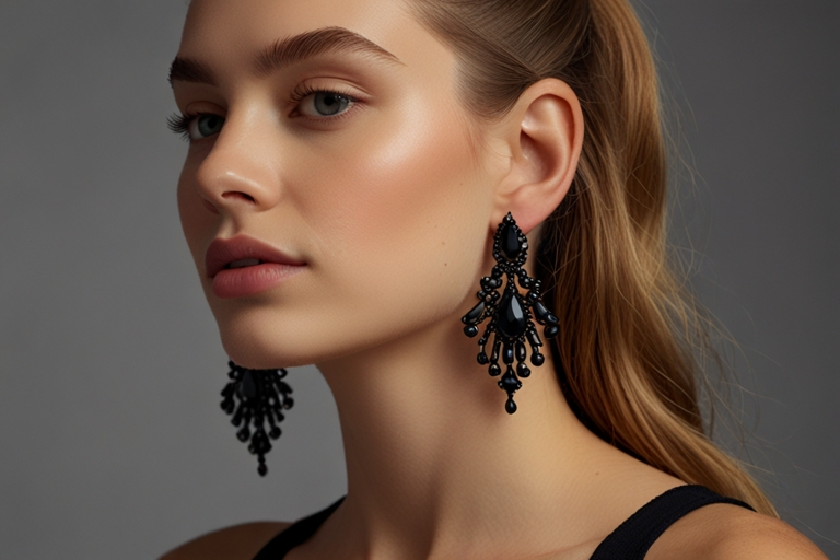 Rj Graziano Black Jet Earrings frings