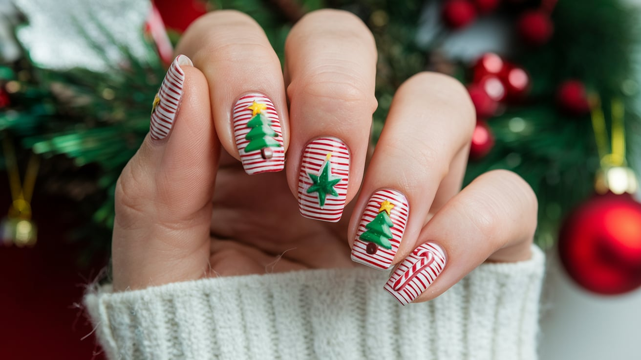 Acrylic:um66km109vq= Christmas Nails